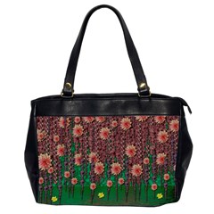 Floral Vines Over Lotus Pond In Meditative Tropical Style Oversize Office Handbag (2 Sides) by pepitasart