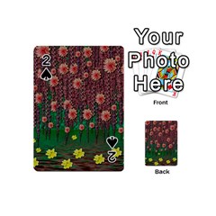 Floral Vines Over Lotus Pond In Meditative Tropical Style Playing Cards 54 Designs (mini) by pepitasart