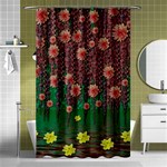 Floral Vines Over Lotus Pond In Meditative Tropical Style Shower Curtain 48  x 72  (Small)  Curtain(48  X 72 ) - 42.18 x64.8  Curtain(48  X 72 )