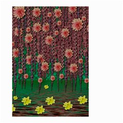 Floral Vines Over Lotus Pond In Meditative Tropical Style Small Garden Flag (two Sides) by pepitasart