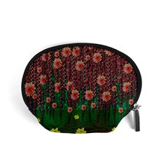 Floral Vines Over Lotus Pond In Meditative Tropical Style Accessory Pouch (small) by pepitasart