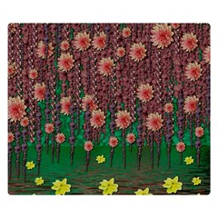 Floral Vines Over Lotus Pond In Meditative Tropical Style Double Sided Flano Blanket (small)  by pepitasart