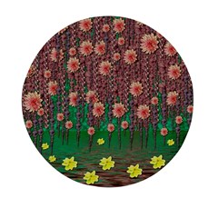 Floral Vines Over Lotus Pond In Meditative Tropical Style Mini Round Pill Box (pack Of 5) by pepitasart