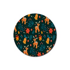 Vintage-christmas-pattern Rubber Round Coaster (4 Pack) by nate14shop