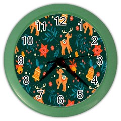 Vintage-christmas-pattern Color Wall Clock by nate14shop