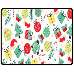 Vintage-handdrawn-seamless-pattern-with-christmas-elements Fleece Blanket (medium)  by nate14shop