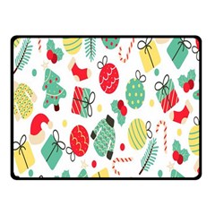 Vintage-handdrawn-seamless-pattern-with-christmas-elements Fleece Blanket (small) by nate14shop