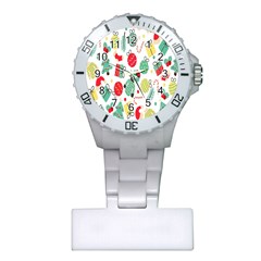 Vintage-handdrawn-seamless-pattern-with-christmas-elements Plastic Nurses Watch by nate14shop