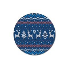 Knitted-christmas-pattern 001 Magnet 3  (round) by nate14shop