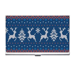 Knitted-christmas-pattern 001 Business Card Holder by nate14shop