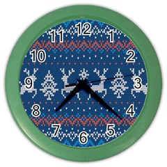 Knitted-christmas-pattern 001 Color Wall Clock by nate14shop