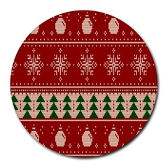 Knitted-christmas-pattern Round Mousepads by nate14shop