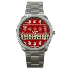 Knitted-christmas-pattern Sport Metal Watch by nate14shop