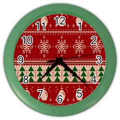 Knitted-christmas-pattern Color Wall Clock by nate14shop