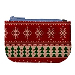 Knitted-christmas-pattern Large Coin Purse by nate14shop