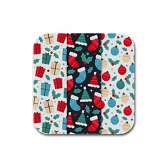 Pack-christmas-patterns Rubber Square Coaster (4 Pack) by nate14shop