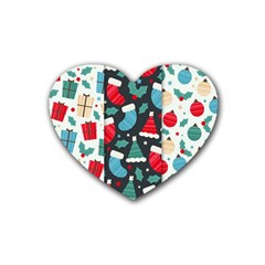 Pack-christmas-patterns Rubber Coaster (heart) by nate14shop