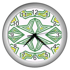 Abstract Pattern Geometric Backgrounds Wall Clock (silver) by Eskimos