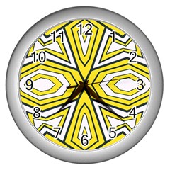 Abstract Pattern Geometric Backgrounds  Wall Clock (silver) by Eskimos