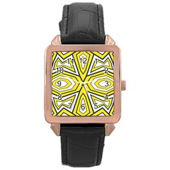 Abstract Pattern Geometric Backgrounds  Rose Gold Leather Watch  by Eskimos