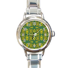 Abstract Pattern Geometric Backgrounds Round Italian Charm Watch by Eskimos