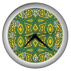 Abstract Pattern Geometric Backgrounds Wall Clock (silver) by Eskimos