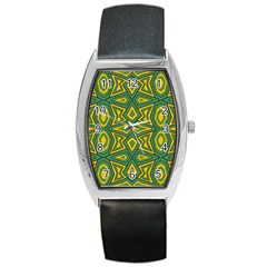 Abstract Pattern Geometric Backgrounds Barrel Style Metal Watch by Eskimos