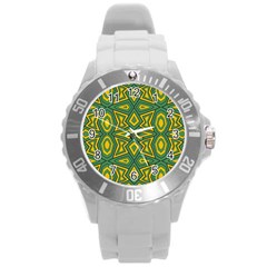 Abstract Pattern Geometric Backgrounds Round Plastic Sport Watch (l) by Eskimos