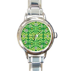 Abstract pattern geometric backgrounds Round Italian Charm Watch