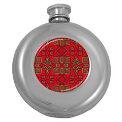 Abstract Pattern Geometric Backgrounds Round Hip Flask (5 Oz) by Eskimos