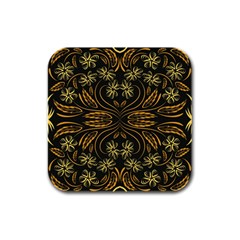 Folk Flowers Print Floral Pattern Ethnic Art Rubber Square Coaster (4 Pack) by Eskimos