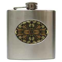 Folk Flowers Print Floral Pattern Ethnic Art Hip Flask (6 Oz) by Eskimos