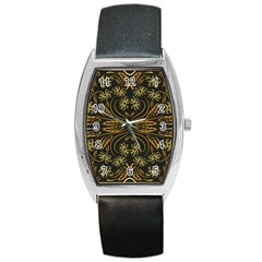 Folk Flowers Print Floral Pattern Ethnic Art Barrel Style Metal Watch by Eskimos