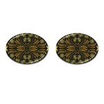 Folk flowers print Floral pattern Ethnic art Cufflinks (Oval) Front(Pair)