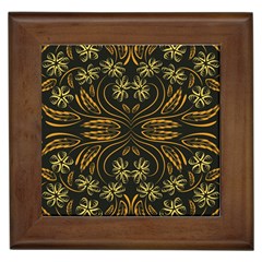 Folk Flowers Print Floral Pattern Ethnic Art Framed Tile by Eskimos