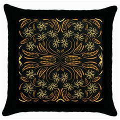 Folk Flowers Print Floral Pattern Ethnic Art Throw Pillow Case (black)