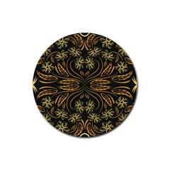 Folk Flowers Print Floral Pattern Ethnic Art Rubber Round Coaster (4 Pack) by Eskimos