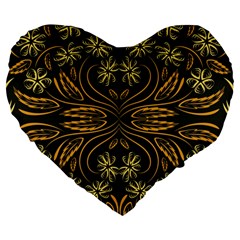 Folk Flowers Print Floral Pattern Ethnic Art Large 19  Premium Heart Shape Cushions by Eskimos