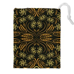 Folk Flowers Print Floral Pattern Ethnic Art Drawstring Pouch (4xl) by Eskimos