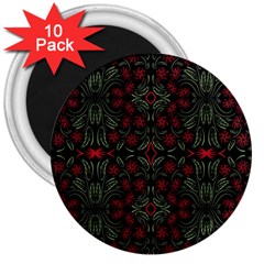 Folk Flowers Print Floral Pattern Ethnic Art 3  Magnets (10 Pack)  by Eskimos