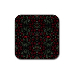 Folk Flowers Print Floral Pattern Ethnic Art Rubber Coaster (square) by Eskimos