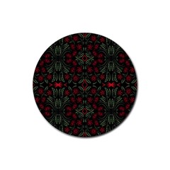 Folk Flowers Print Floral Pattern Ethnic Art Rubber Coaster (round) by Eskimos