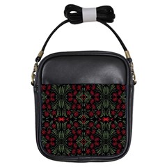 Folk Flowers Print Floral Pattern Ethnic Art Girls Sling Bag by Eskimos