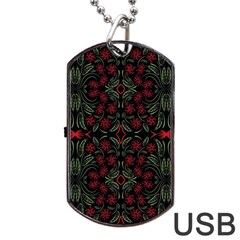 Folk Flowers Print Floral Pattern Ethnic Art Dog Tag Usb Flash (two Sides) by Eskimos