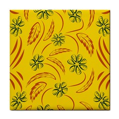 Folk Flowers Print Floral Pattern Ethnic Art Tile Coaster by Eskimos