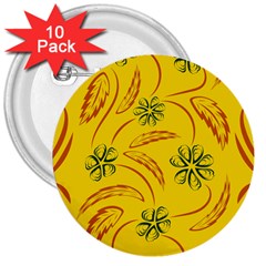 Folk Flowers Print Floral Pattern Ethnic Art 3  Buttons (10 Pack)  by Eskimos