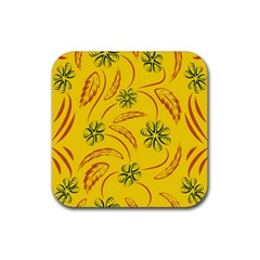 Folk Flowers Print Floral Pattern Ethnic Art Rubber Coaster (square) by Eskimos