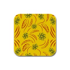 Folk Flowers Print Floral Pattern Ethnic Art Rubber Square Coaster (4 Pack) by Eskimos