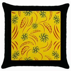 Folk Flowers Print Floral Pattern Ethnic Art Throw Pillow Case (black) by Eskimos