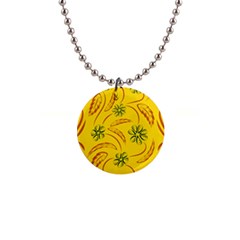 Folk Flowers Print Floral Pattern Ethnic Art 1  Button Necklace by Eskimos